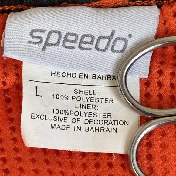 Speedo Swim Trunks Mens Large Orange Pockets Drawcord Solid Mesh Lined Surfing - Picture 2 of 8